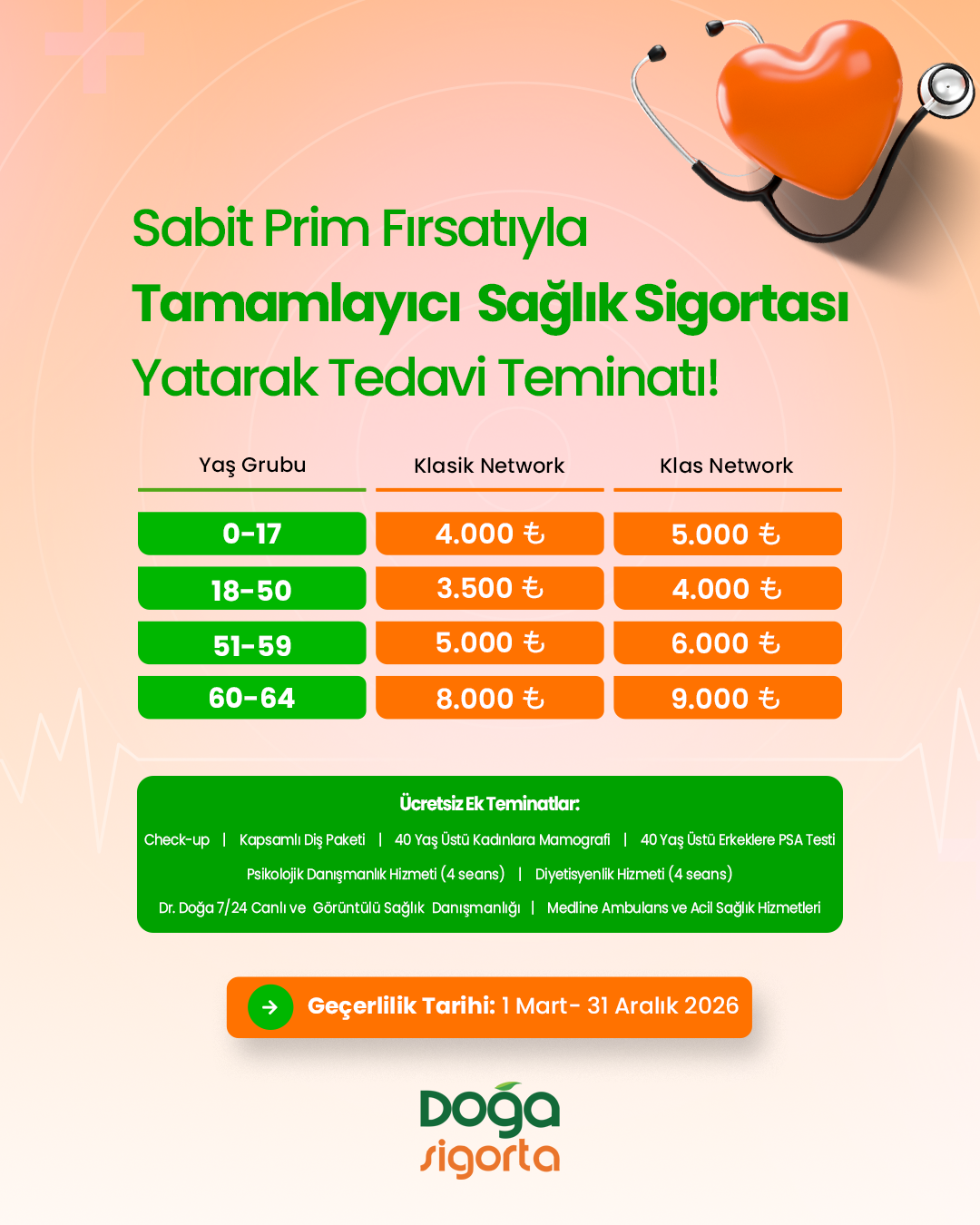 Sabit Prim Fırsatıyla Tamamlayıcı Sağlık Sigortası !!!